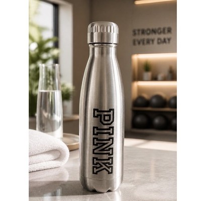 Victoria's Secret PINK Silver Metal Water Bottle 17oz