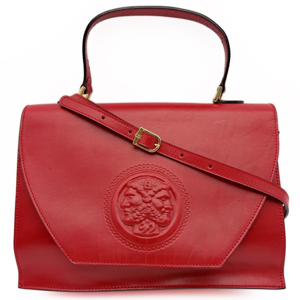 FENDI Janus Red Leather Convertible Crossbody Shoulder Bag Vintage Preowned Auth
