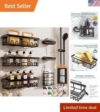 Complete Shower Storage Solution - 6 Black Caddies with Quick Dry Adhesive Mount