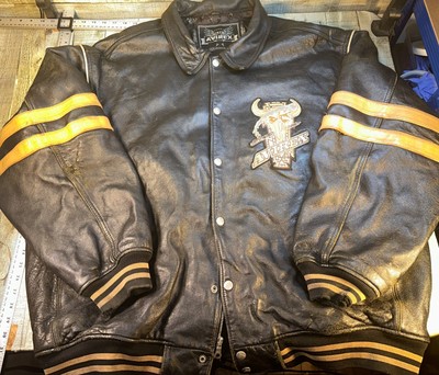 Vintage Avirex Buffalo Spirit Leather Varsity Jacket 5XL Blk Rare