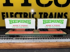 Tyco HO Bekins Moving & Storage Piggyback Trailers & Flat Car, All Steps