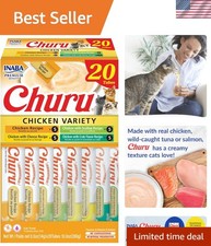 Churu Creamy Cat Treats, 20 Lickable Tubes with Green Tea Taurine Benefits