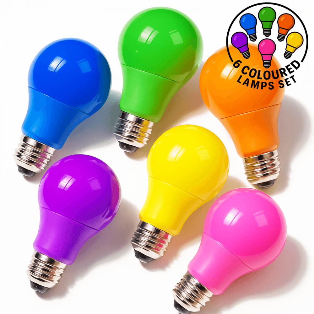 Festoon Replacement Lamp Bulb 6 Colour Pack LED ES Screw Indoor Outdoor Home 6W
