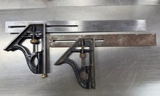 2 Vintage Stanley No. 21 Combination Square 12” & 8” Made in USA Pat 1,984,951