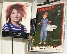 Chucky Costume Kids 4-6 Jumpsuit Wig Knife Prop Halloween Horror Toddler Movie