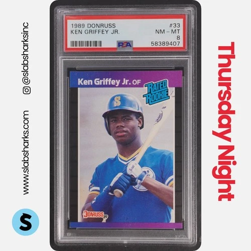 1989 DONRUSS #33 KEN GRIFFEY JR. RC RATED PSA 8 ROOKIE