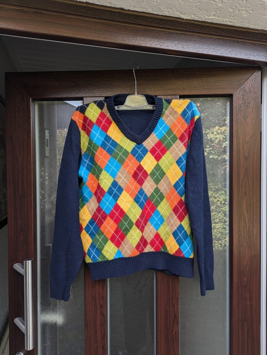 McNeal Pullover aus reiner Lammwolle buntes Argyle-Muster, Größe L