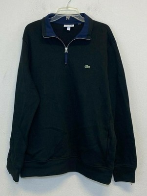 Lacoste Men's Flat Ribbed Zippered Stand-Up Collar Sweatshirt Blue Size 3XL -