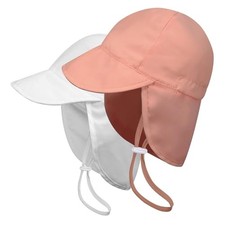 2 Pack Baby Sun Hats UPF 50 Toddler Beach Hat for Girls 2-4T Peachy Pink/White
