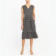 J.Crew Mercantile Black Floral Cap Sleeve Midi Dress J4530 Size S