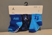 Air Jordan Ankle Socks Size 12-24 months Toddler Baby 3 pair Blue Black NWT