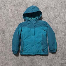LL Bean Kids Jacket Size L6X/7 Blue Teal Hood Insulated Long Sleeve Windbreaker
