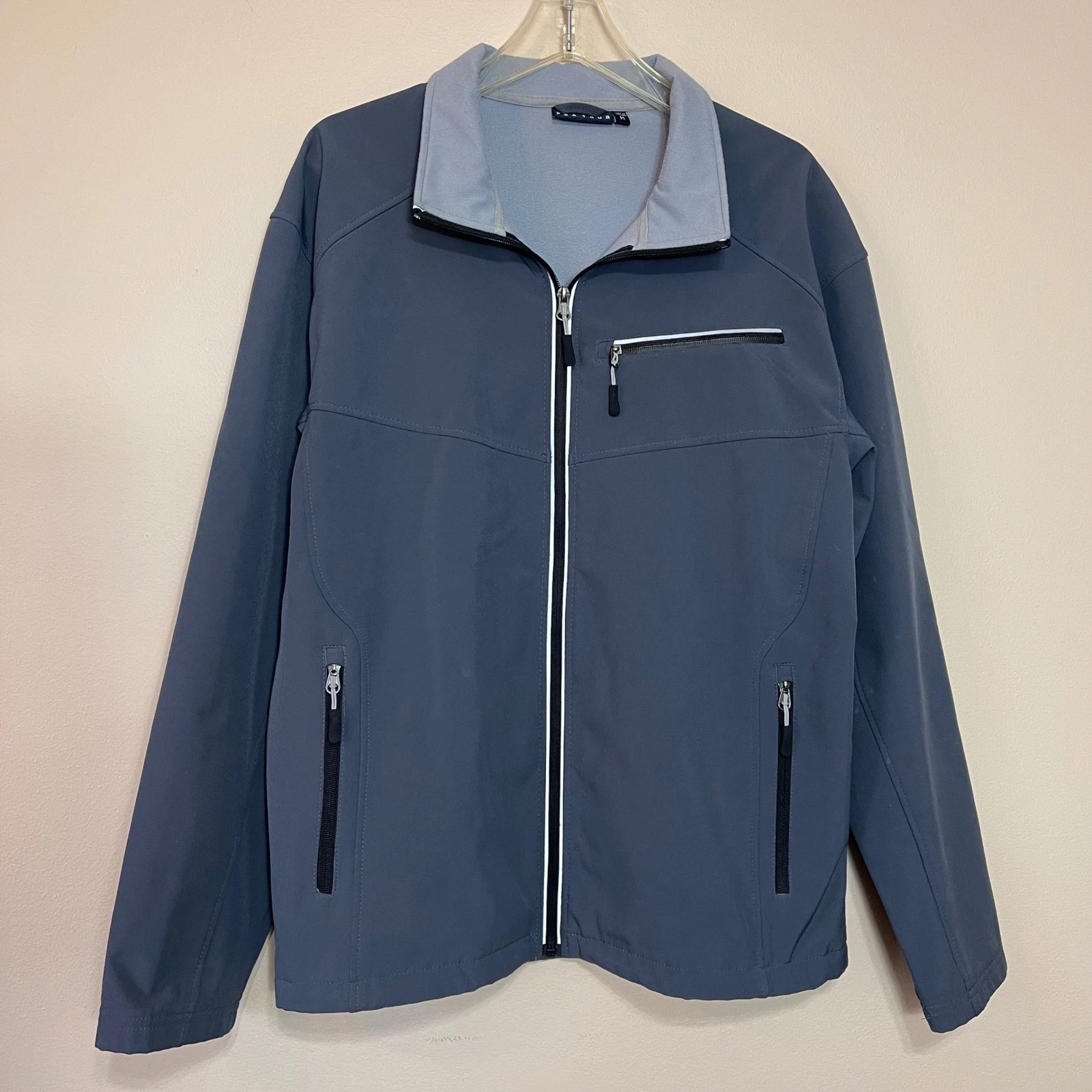 PGA TOUR Mens Gray Full Zip Golf Jacket Lightweight Water Resistant Size M