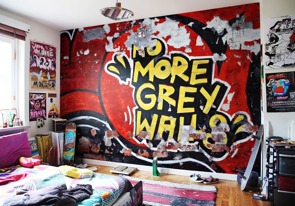 Decor Wallpaper GRAFFITI Wall Mural 366x254cm boys and girls kids bedroom red