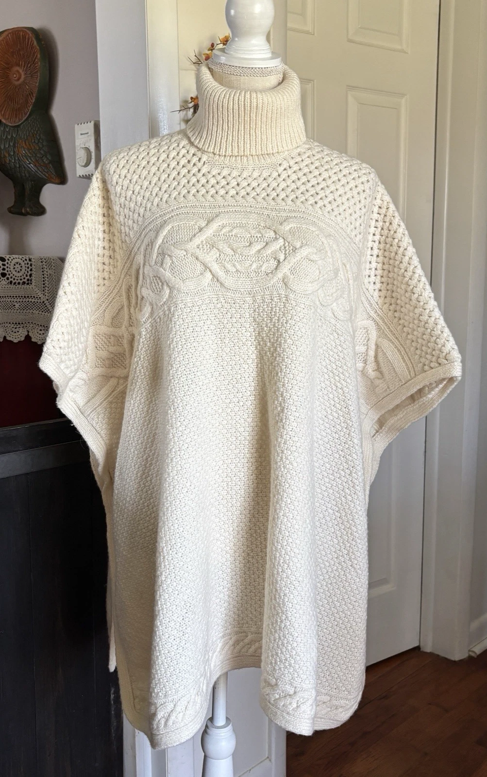 Lauren Ralph Lauren Cable Knit Sweater Sz S/M Alpaca Blend Poncho Cape Oversized