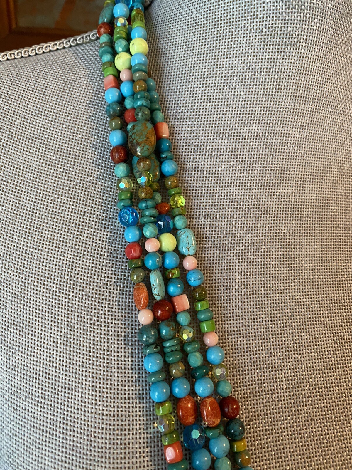 Rocki Gorman Glitter Rocks Long Turquoise Multi-Stone Beaded Necklace ...
