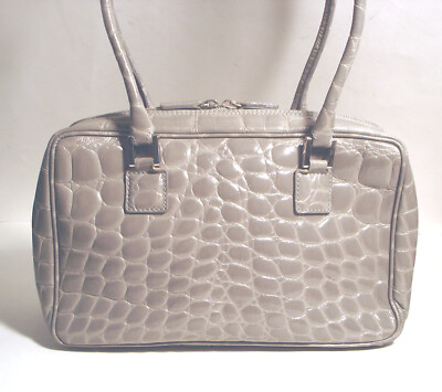 Worn Twice GIORGIO FEDON 1919 Gray CROCODILE Embossed  display picture 2