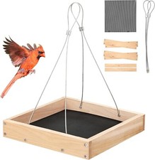 Eco-Friendly Wooden Platform Bird Feeder   Durable  Stable Outdoor Wild Bird Tr