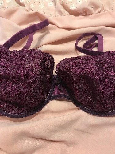 victorias secret sexy sheer purple lace push up bra size 38c