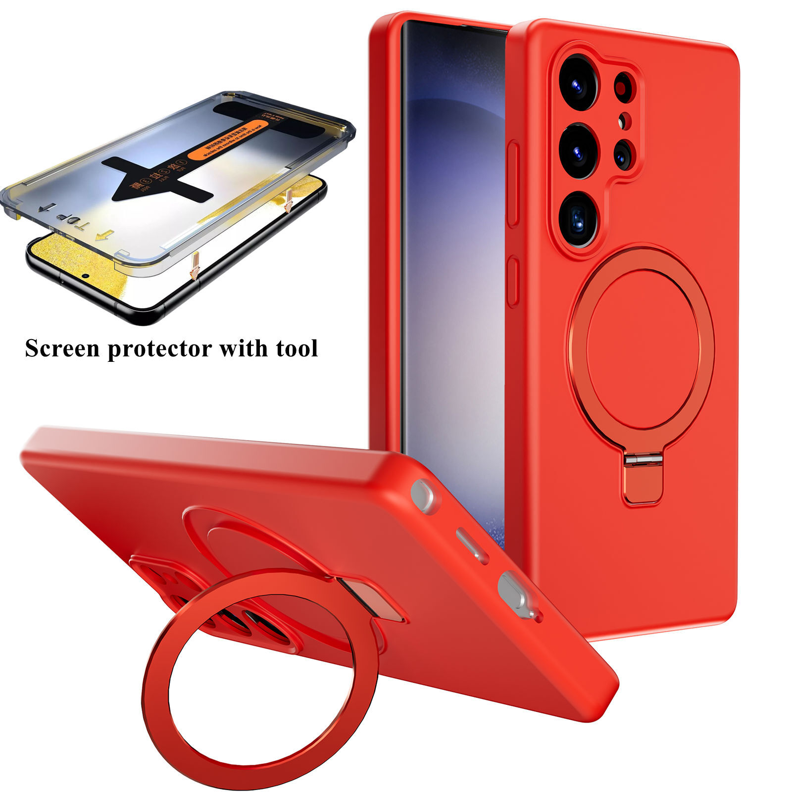 Soft Liquid Silicone Mag Safe Case W/ Screen Protector For Samsung S25 Ultra/S25