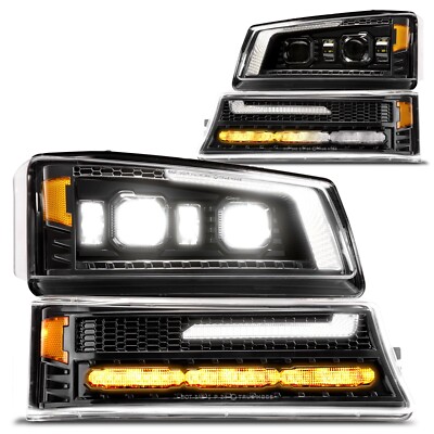 Full LED Projector Headlight for 2003-2006 Chevy Silverado 1500 2500 3500