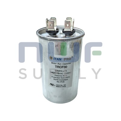 Titan Pro Trcf30 Motor Run Capacitor,30 Mfd,3-5/8 In. H