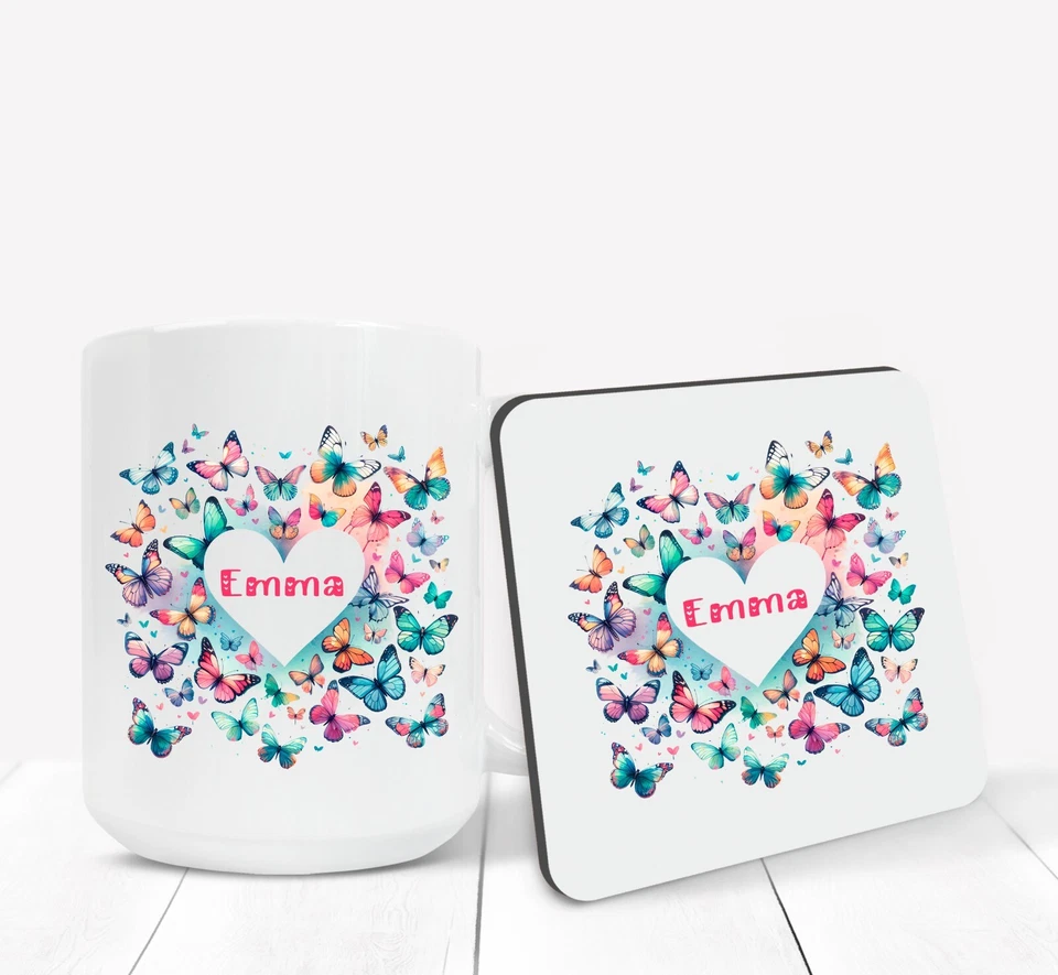 CLARELY'S PRINTING Personalised Gift Butterfly Custom Cup Design Name Text Christmas Birthday Gift