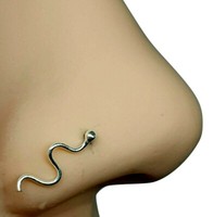 Schlange Nasenstecker Schlange 925 Sterling Silber 22 G (0,6 Mm) Nasennadel K...