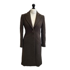 James Lakeland Wool Overcoat Brown Button Uk Women's 8 Eu 36 F527
