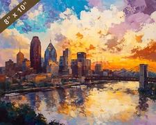 Cincinnati skyline oil painting 8x10 Print