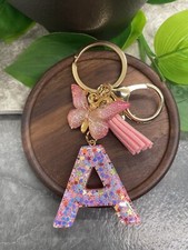 3.5" Handmade Resin Pendant Initial Keychain A Tassel New Free Ship A3023
