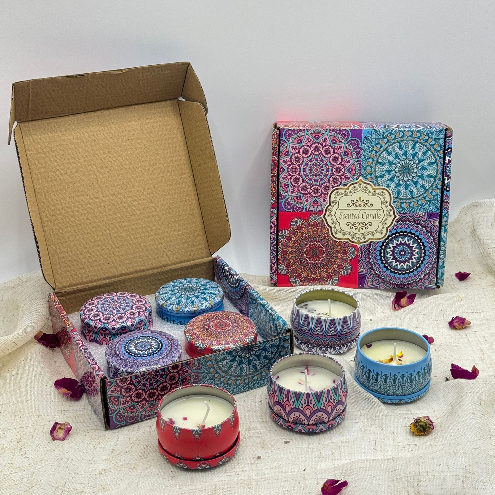 4-Pack Scented Candles Gift Set Soy Wax Aromatherapy Tins for Women & Mom