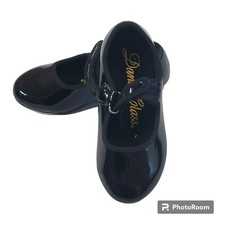 Dance Class Tap Shoes, Girls 8, Black MJ-100 Molly Janes w/Hook  Loop Strap