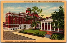 Baltimore Maryland MD, University, Pharmacy, Medicine & Dentistry Bldg, Postcard