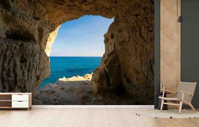 3D Cave Sea Sky Landscape Wallpaper Wall Murals Removable Wallpaper