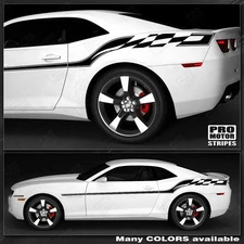 Chevrolet Camaro Checkered Flag Style Side Stripes Decals 2014 2015 Pro Motor