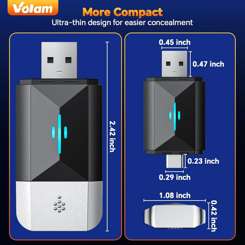 2 in 1 Adattatore per Carplay Android Auto, Wireless Converte Carplay Android Au - Immagine 4 di 4