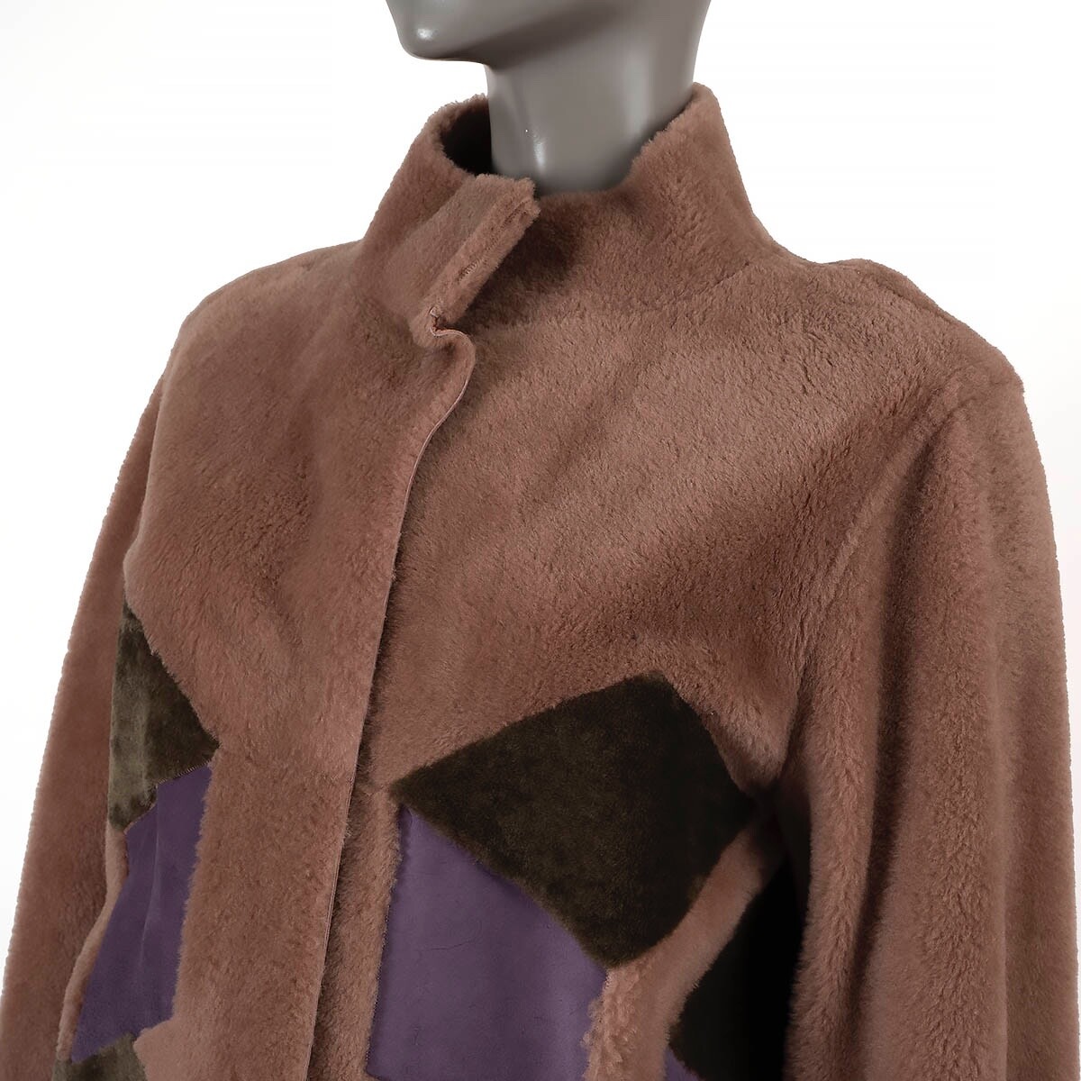 69262 auth BOTTEGA VENETA dusty pink 2018 PATCHWORK SHEARLING Coat