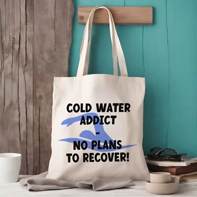 ELLIEBEANPRINTS Cold Water Addict Swim Tote Bag | Tote Bags For Swimmers | Swimming Gift