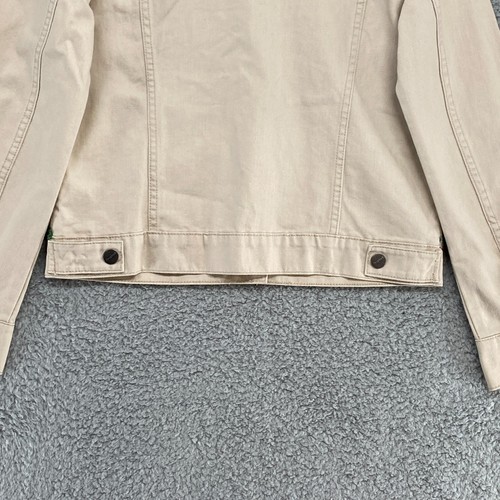 Desigual Denim Jacket Womens 38 / 8 Sequin Embroidered Floral Boho Tan Cream - Picture 10 of 12