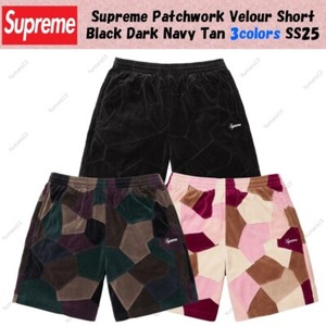 Supreme Patchwork Velour Short Dark Navy