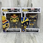 Funko POP! Marvel Lucha Libre - Captain Marvel #710 & Wolverine #711 Bobble-Head