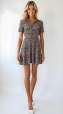 Calvin Klein Multicolor Floral Print Button Front Short Sleeve Mini Dress