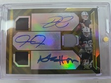 2019 XR Football Triple Patch Auto /3 Derek Carr Josh Jacobs Antonio Brown Gold