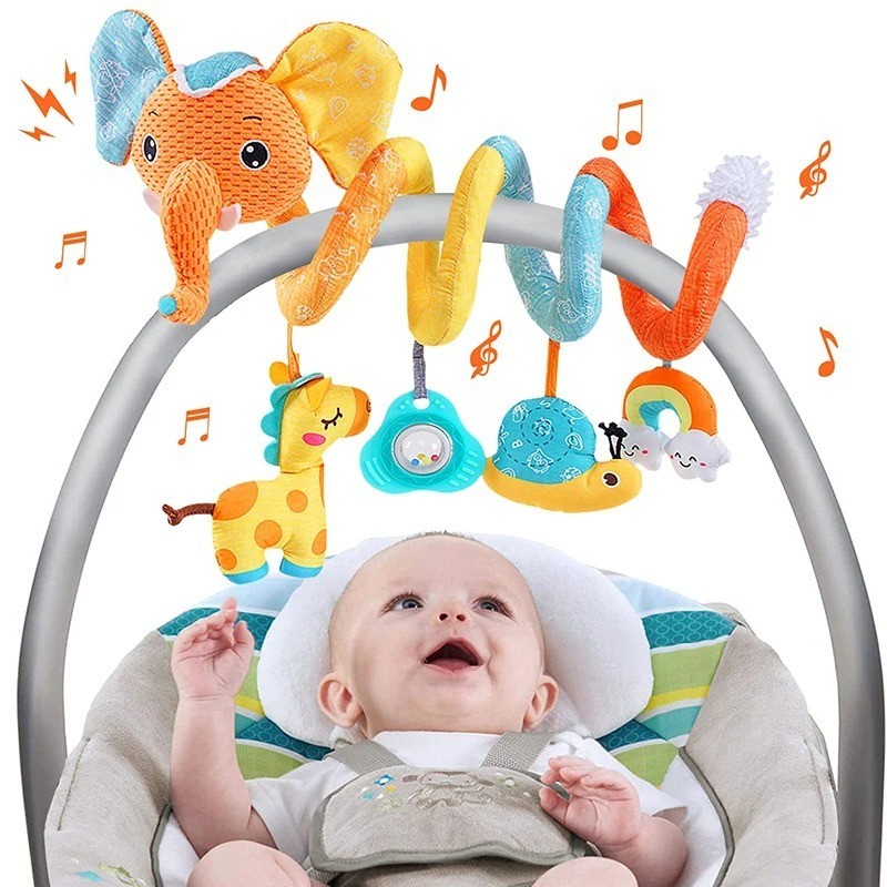 Seat Toys Infant Color Elephant Stroller Stretch Spiral Acti