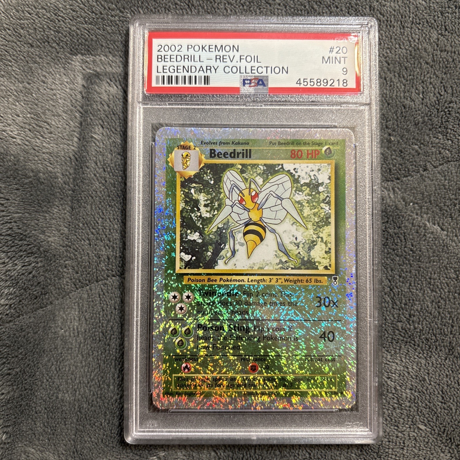 2002 POKEMON LEGENDARY COLLECTION #20 BEEDRILL-REVERSE FOIL PSA 9
