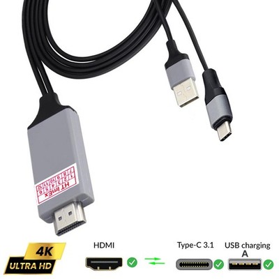 Grau Adapter USB-C zu HDTV HDMI Kabel bis zu 4K x2K für Samsung Galaxy S25 Ultra