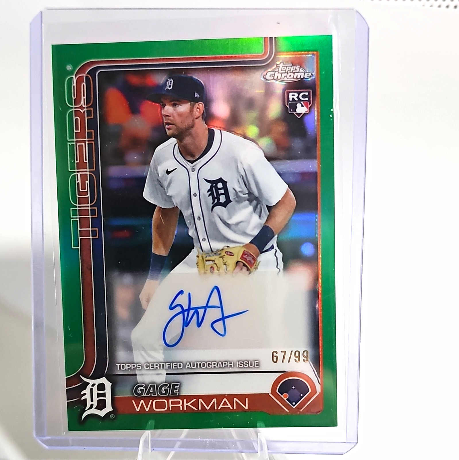 Topps 2025 Update Gage Workman RC Auto Green Foil #US118 Tigers /99