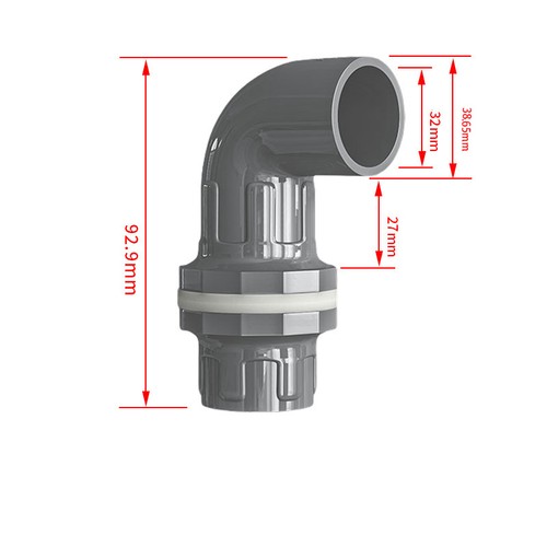 PVC Drain Pipe Fitting Drainage Tube for BulkHead Aquariums Fish Tank 20mm-50mm - Picture 16 of 51
