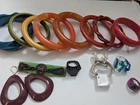 Lot Vintage Color Bakelite & Lucite Bangles Earrings Pins Rings Estate Jewelry